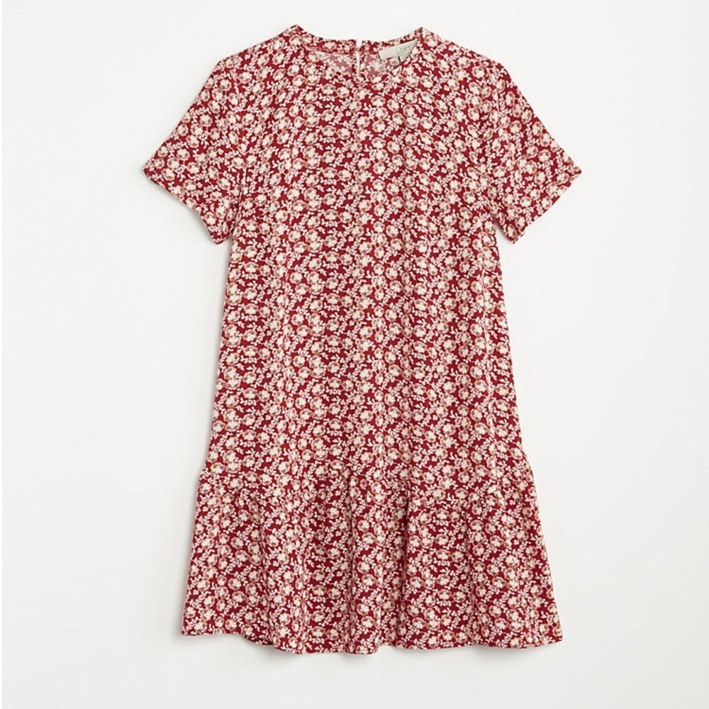 LOFT Allover Floral Flounce Swing Ruffle Casual Dress